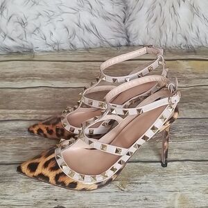 Leopard Studded Heels Size 7.5